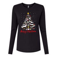 Airplane Christmas Tree Merry Christmas Most Likely Pilot Womens Cotton Relaxed Long Sleeve T-Shirt