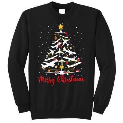 Airplane Christmas Tree Merry Christmas Most Likely Pilot Sweatshirt