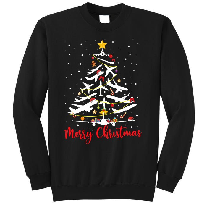 Airplane Christmas Tree Merry Christmas Most Likely Pilot Sweatshirt