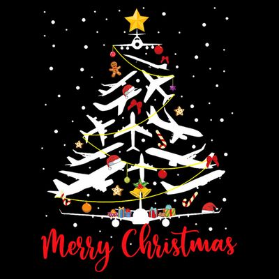 Airplane Christmas Tree Merry Christmas Most Likely Pilot T-Shirt