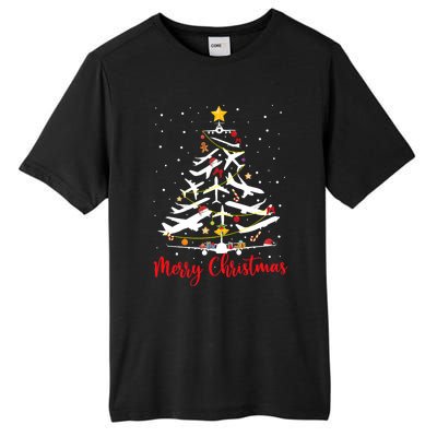 Airplane Christmas Tree Merry Christmas Most Likely Pilot Tall Fusion ChromaSoft Performance T-Shirt