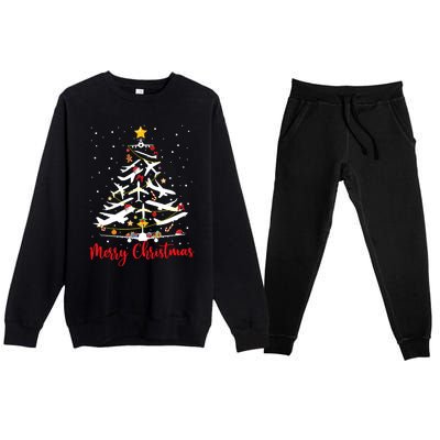 Airplane Christmas Tree Merry Christmas Most Likely Pilot Premium Crewneck Sweatsuit Set