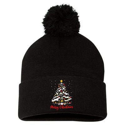 Airplane Christmas Tree Merry Christmas Most Likely Pilot Pom Pom 12in Knit Beanie