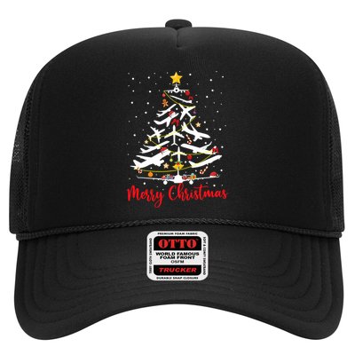 Airplane Christmas Tree Merry Christmas Most Likely Pilot Trucker Hat