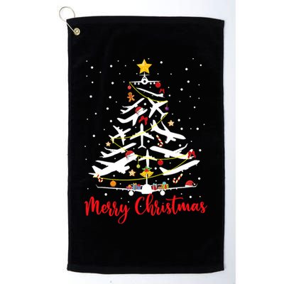 Airplane Christmas Tree Merry Christmas Most Likely Pilot Golf Towel