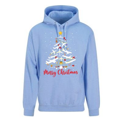 Airplane Christmas Tree Merry Christmas Most Likely Pilot Unisex Surf Hoodie