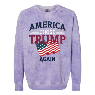 America Chose Trump Again Graphic Colorblast Crewneck Sweatshirt