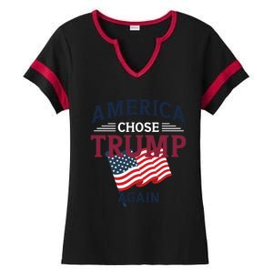 America Chose Trump Again Graphic Ladies Halftime Notch Neck Tee