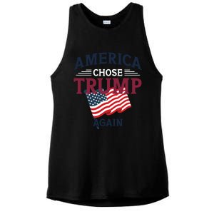 America Chose Trump Again Graphic Ladies PosiCharge Tri-Blend Wicking Tank