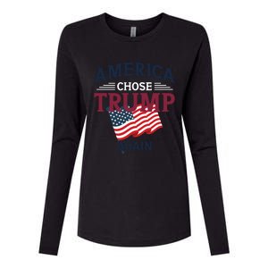 America Chose Trump Again Graphic Womens Cotton Relaxed Long Sleeve T-Shirt