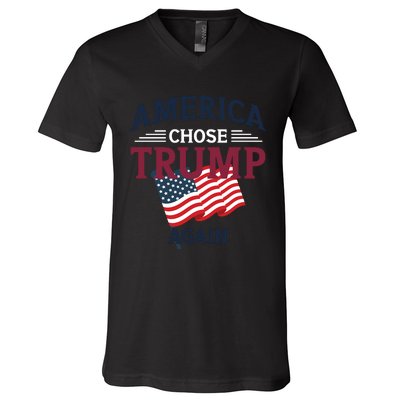 America Chose Trump Again Graphic V-Neck T-Shirt