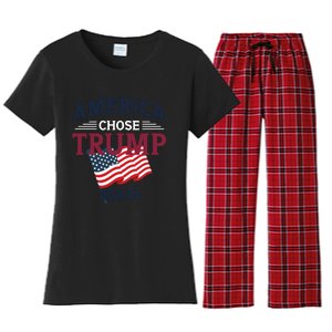 America Chose Trump Again Graphic Women's Flannel Pajama Set