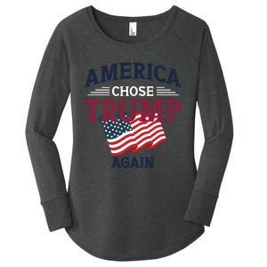 America Chose Trump Again Graphic Women's Perfect Tri Tunic Long Sleeve Shirt