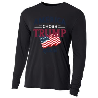 America Chose Trump Again Graphic Cooling Performance Long Sleeve Crew