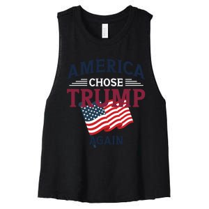 America Chose Trump Again Graphic Women's Racerback Cropped Tank