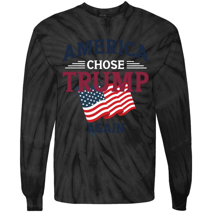 America Chose Trump Again Graphic Tie-Dye Long Sleeve Shirt