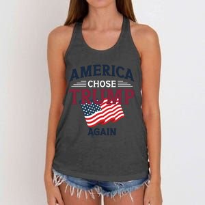 America Chose Trump Again Graphic Women's Knotted Racerback Tank