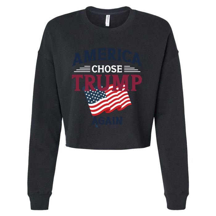 America Chose Trump Again Graphic Cropped Pullover Crew