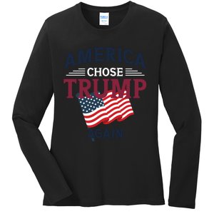 America Chose Trump Again Graphic Ladies Long Sleeve Shirt