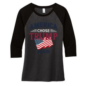 America Chose Trump Again Graphic Women's Tri-Blend 3/4-Sleeve Raglan Shirt