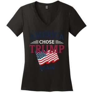 America Chose Trump Again Graphic Women's V-Neck T-Shirt