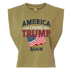 America Chose Trump Again Graphic Garment-Dyed Women's Muscle Tee