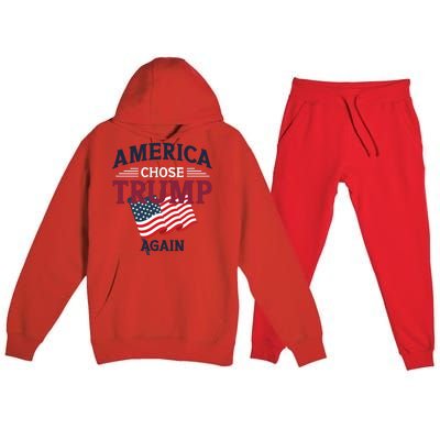 America Chose Trump Again Graphic Premium Hooded Sweatsuit Set