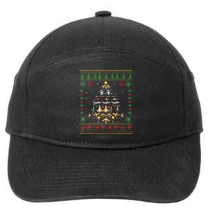 Airplane Christmas Tree Ugly Xmas Sweater Decoration Pilot 7-Panel Snapback Hat