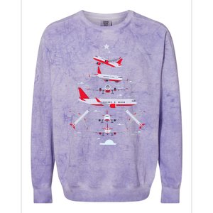 Airplane Christmas Tree Pilot Merry Christmas Xmas Tree Colorblast Crewneck Sweatshirt