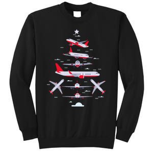 Airplane Christmas Tree Pilot Merry Christmas Xmas Tree Sweatshirt