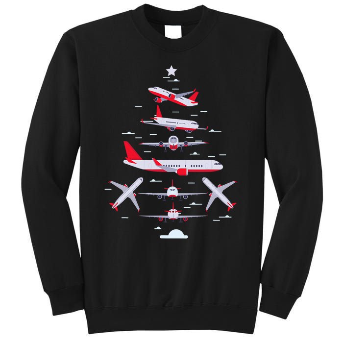 Airplane Christmas Tree Pilot Merry Christmas Xmas Tree Sweatshirt