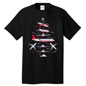 Airplane Christmas Tree Pilot Merry Christmas Xmas Tree Tall T-Shirt