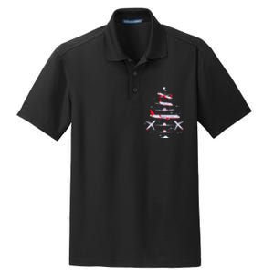 Airplane Christmas Tree Pilot Merry Christmas Xmas Tree Dry Zone Grid Polo