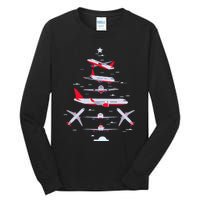 Airplane Christmas Tree Pilot Merry Christmas Xmas Tree Tall Long Sleeve T-Shirt