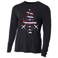 Airplane Christmas Tree Pilot Merry Christmas Xmas Tree Cooling Performance Long Sleeve Crew