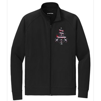 Airplane Christmas Tree Pilot Merry Christmas Xmas Tree Stretch Full-Zip Cadet Jacket