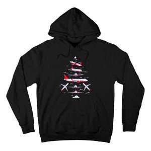 Airplane Christmas Tree Pilot Merry Christmas Xmas Tree Tall Hoodie