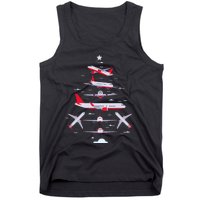 Airplane Christmas Tree Pilot Merry Christmas Xmas Tree Tank Top