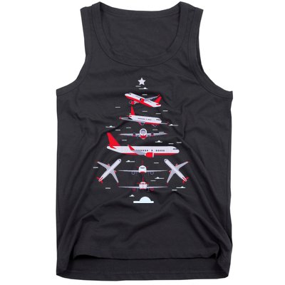 Airplane Christmas Tree Pilot Merry Christmas Xmas Tree Tank Top