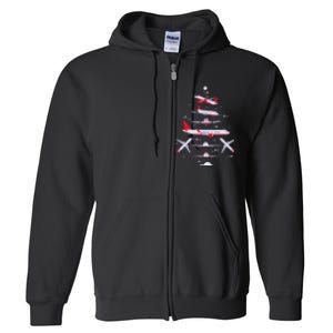 Airplane Christmas Tree Pilot Merry Christmas Xmas Tree Full Zip Hoodie