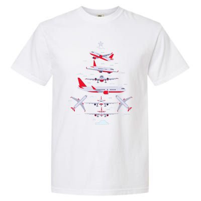 Airplane Christmas Tree Pilot Merry Christmas Xmas Tree Garment-Dyed Heavyweight T-Shirt