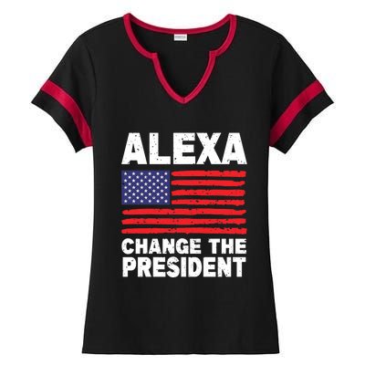 Alexa Change The President Funny Political Humor Ladies Halftime Notch Neck Tee