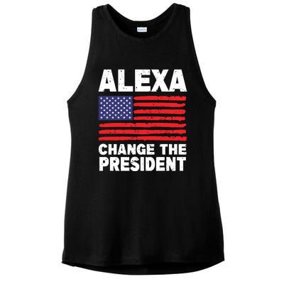 Alexa Change The President Funny Political Humor Ladies PosiCharge Tri-Blend Wicking Tank