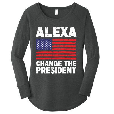 Alexa Change The President Funny Political Humor Women's Perfect Tri Tunic Long Sleeve Shirt