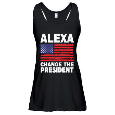 Alexa Change The President Funny Political Humor Ladies Essential Flowy Tank