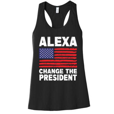 Alexa Change The President Funny Political Humor Women's Racerback Tank