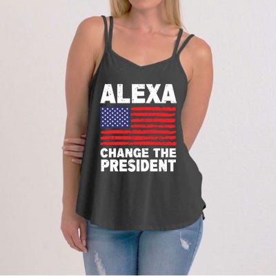 Alexa Change The President Funny Political Humor Women's Strappy Tank