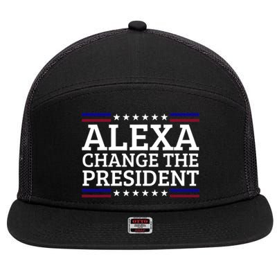 Alexa Change The President Funny Political Impeach 46 7 Panel Mesh Trucker Snapback Hat