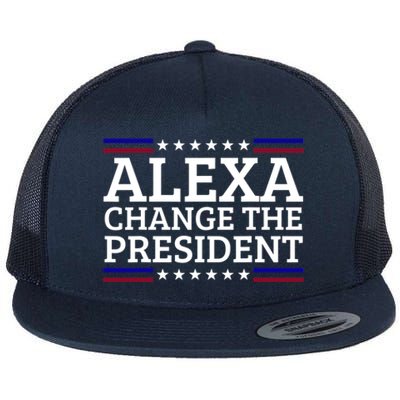 Alexa Change The President Funny Political Impeach 46 Flat Bill Trucker Hat