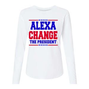 Alexa Change The President Funny Elections Womens Cotton Relaxed Long Sleeve T-Shirt